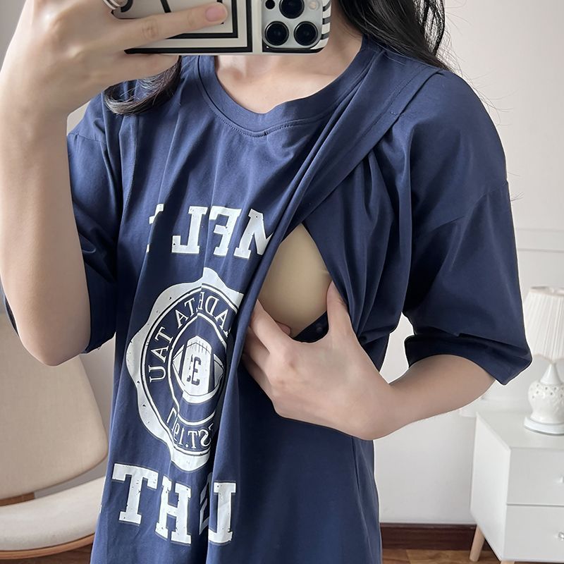 Summer Clothing Women - Gaun Menyusui Ibu Hamil Kaus Panjang