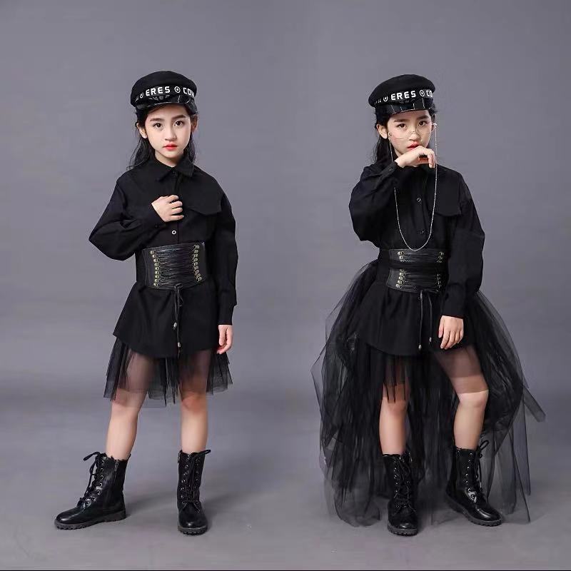 Summer Clothing Girls - Setelan Hitam Anak-anak Gaun Pakaian Catwalk