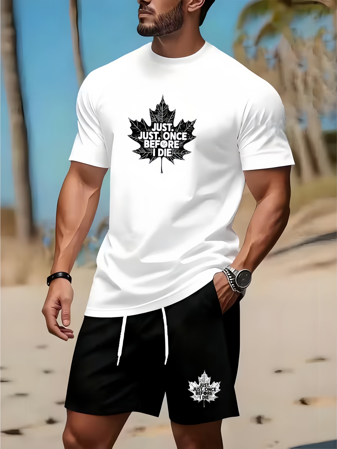Summer Clothing Men Fashion - Set Kaos dan Celana Pendek Pria