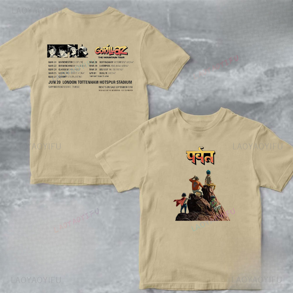 Summer Clothing Uk - Kaos Katun Uniseks Gorillaz The Mountain