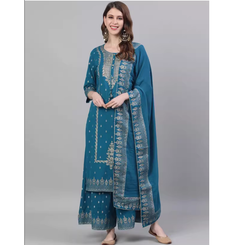 Summer Clothing Pakistan - Setelan Tiga Potong Gaya Etnik India