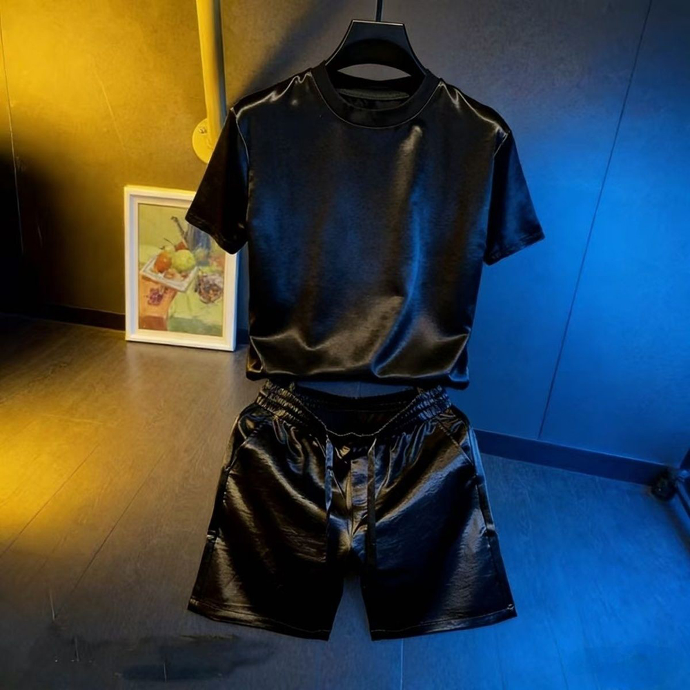 Set Celana Pendek Lengan Pende - Summer Clothing Men Fashion ulasan dan harga