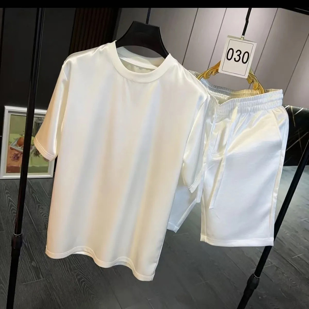 Set Celana Pendek Lengan Pende - Summer Clothing Men Fashion ulasan dan harga