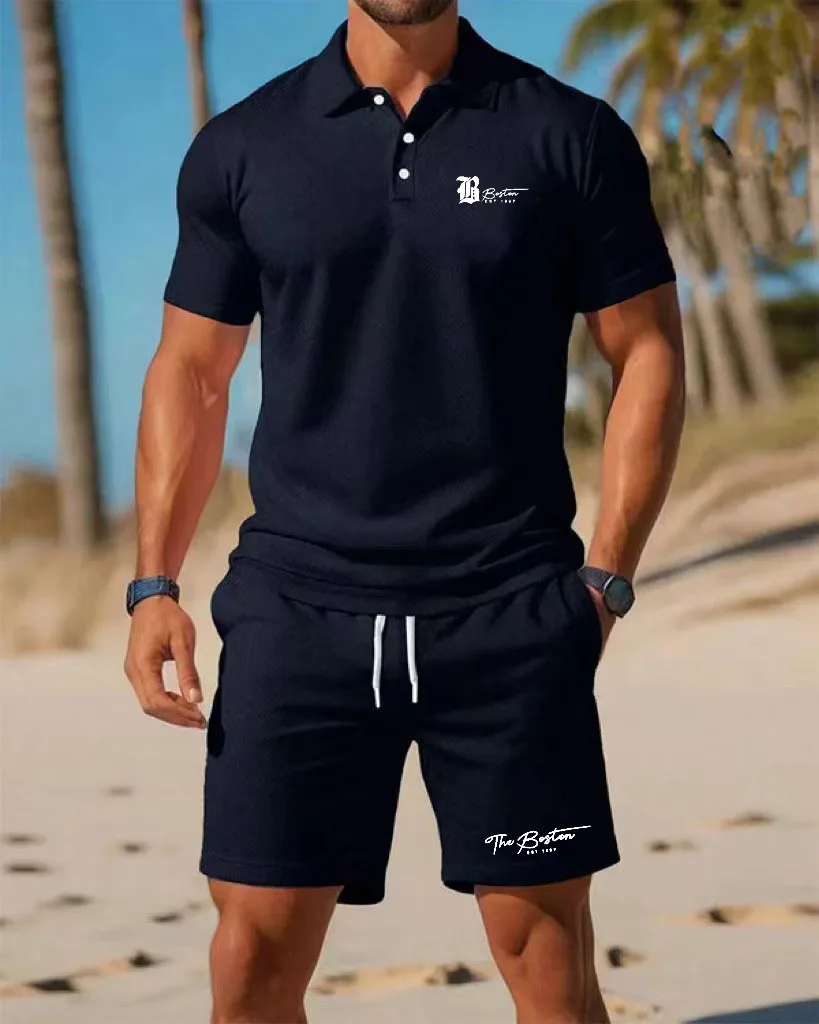 Setelan Kaos Polo Pria Baru Mu - Summer Clothing Men Fashion ulasan dan harga