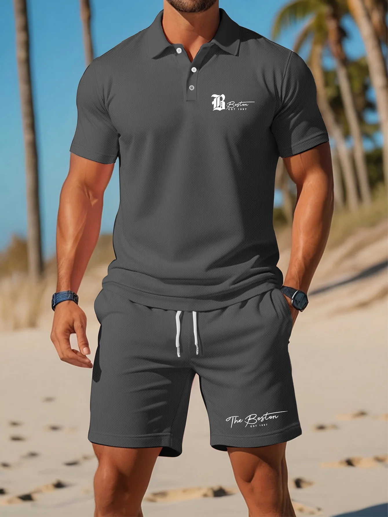 Setelan Kaos Polo Pria Baru Mu - Summer Clothing Men Fashion ulasan dan harga