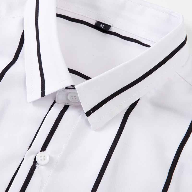 Kemeja Pria Bergaris Lengan Pa - Summer Clothing Men Fashion ulasan dan harga