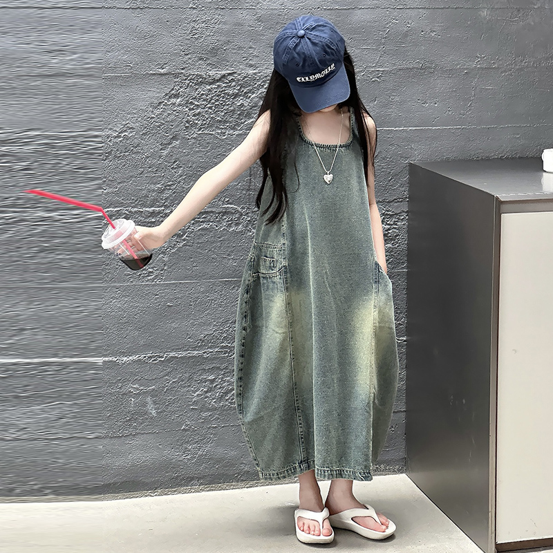 Gaun Denim Tanpa Lengan Kualit - Summer Clothing Girls ulasan dan harga