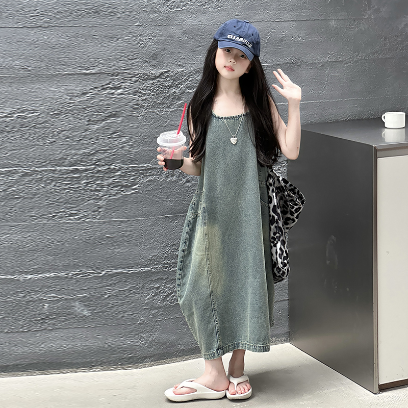 Gaun Denim Tanpa Lengan Kualit - Summer Clothing Girls ulasan dan harga