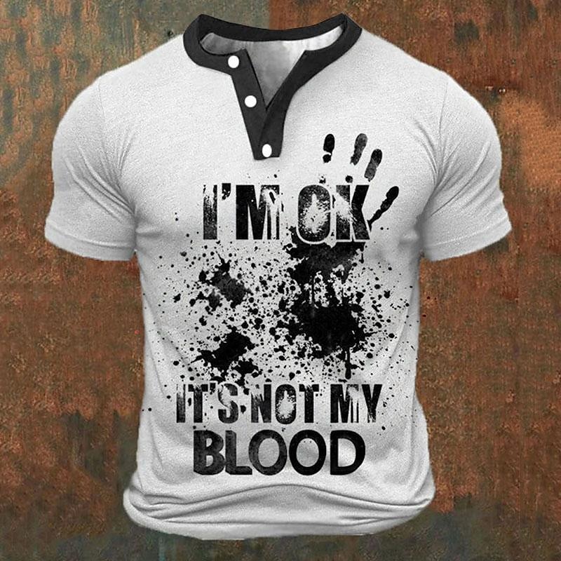 Kaos Henley Pria Cetak Huruf 3 - Summer Clothing Men Fashion ulasan dan harga