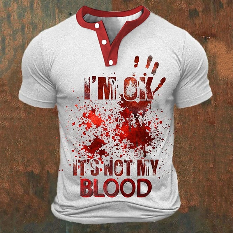 Kaos Henley Pria Cetak Huruf 3 - Summer Clothing Men Fashion ulasan dan harga